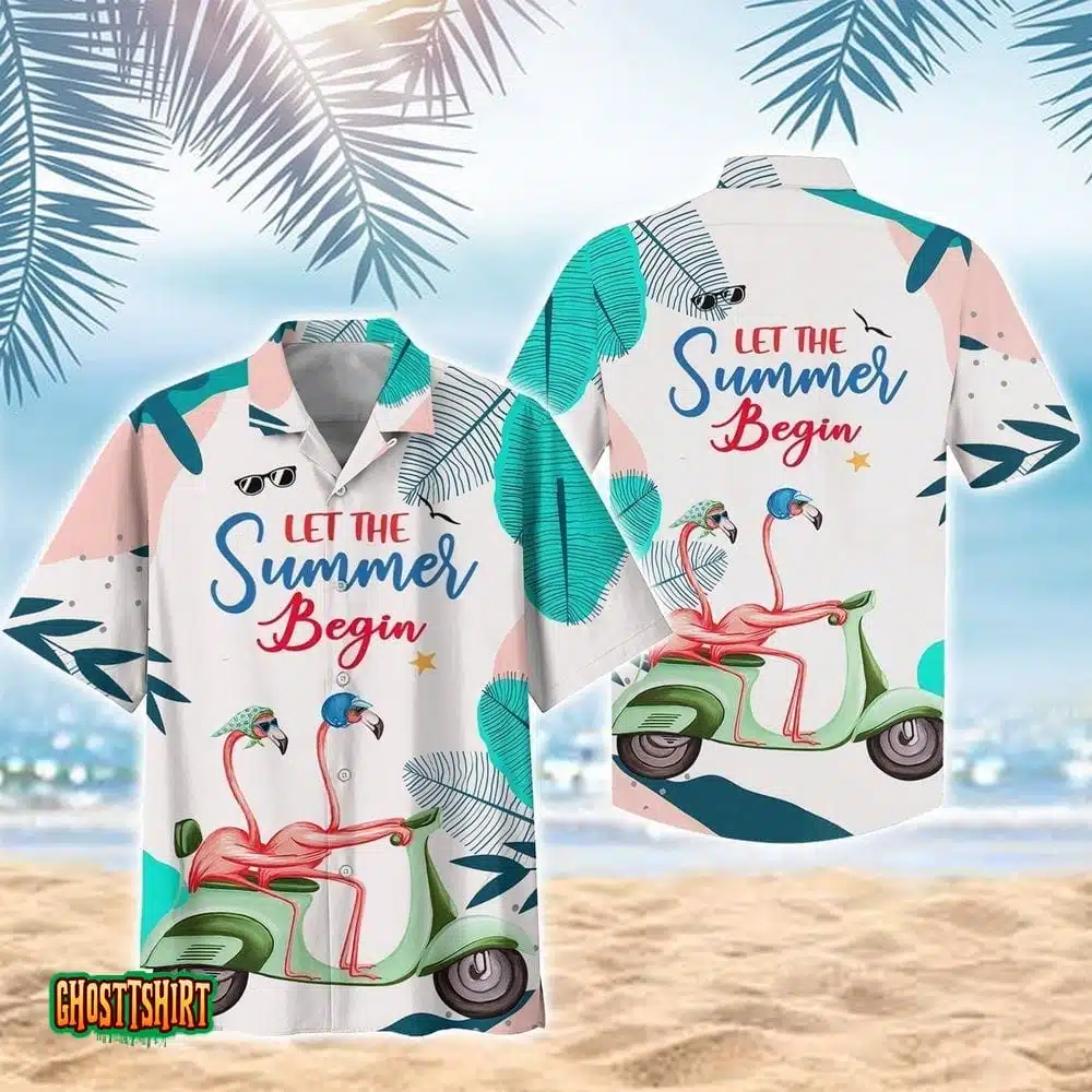 Flamingo Couple Bike Aloha Hawaiian Shirt
