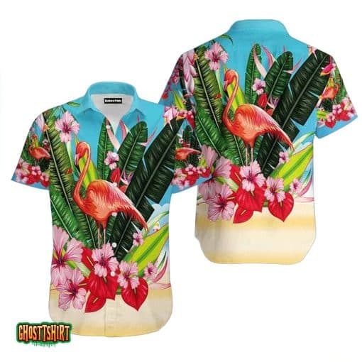 Flamingo Flowers Colourful Aloha Hawaiian Shirt