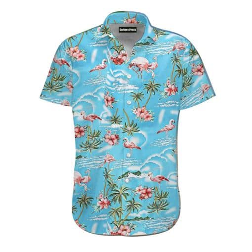 Flamingo Pink And Blue Aloha Hawaii Shirt For Men Women