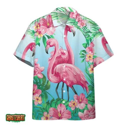 Flamingo Pink And Blue Aloha Hawaiian Shirt