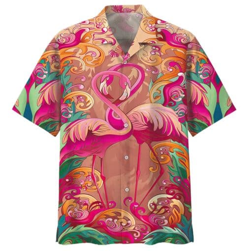 Flamingo Pink Colourful Aloha Hawaiian Shirt