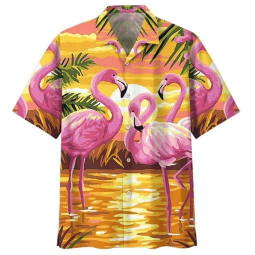 Flamingo Pink Water Aloha Hawaiian Shirt