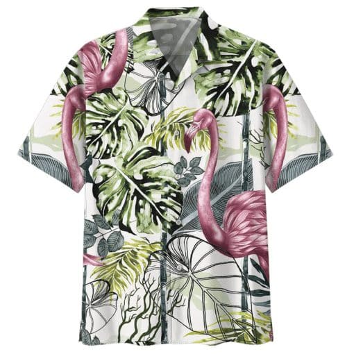 Flamingo Pink White Aloha Hawaii Shirt For Men Women