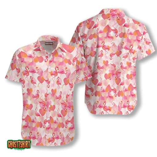 Flamingo Pink White Aloha Hawaiian Shirt