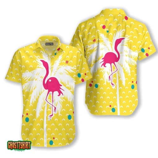 Flamingo Tropical Yellow Aloha Hawaiian Shirt