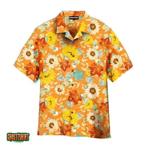 Flower Sunflowers On Orange Aloha Hawaiian Shirt