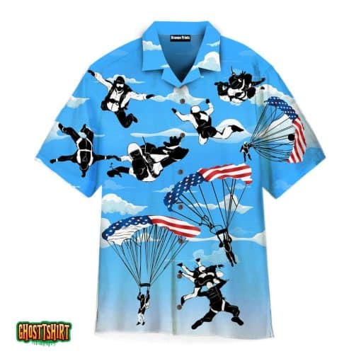 Free Skydiving American Flag Patriotism Aloha Aloha Hawaiian Shirt