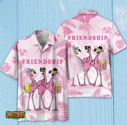 Friendship Flamingos Aloha Hawaiian Shirt