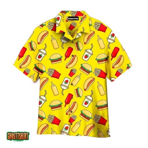Funny Fast Food Yellow Aloha Hawaiian Shirt