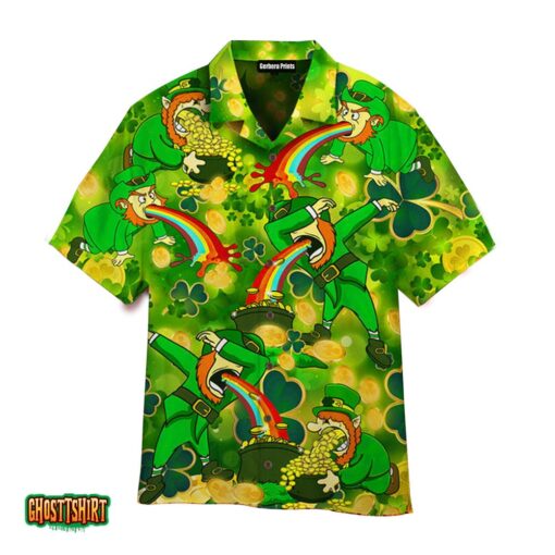 Funny Leprechaun St. Patrick’s Day Clover Pattern Green Aloha Hawaiian Shirt