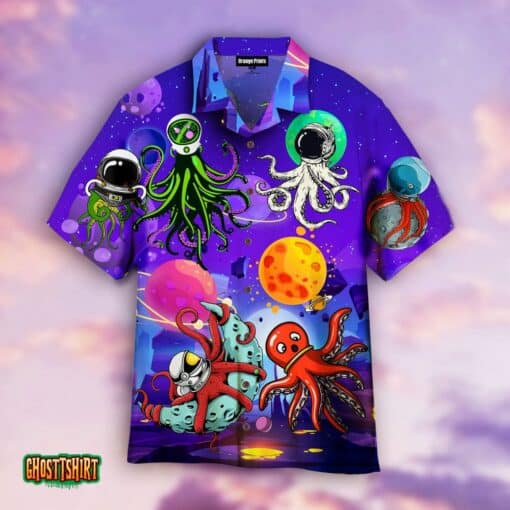 Funny Octopus Space Aloha Hawaiian Shirt