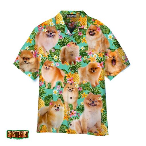 Funny Pomeranian Dog Pinapple Tropical Aloha Hawaiian Shirt