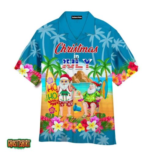 Funny Santa Christmas In July Vacation Aloha Hawaiian Shirt