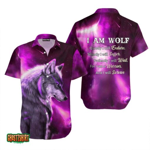 Galaxy I Am Wolf Purple Aloha Hawaiian Shirt