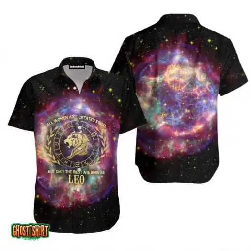 Galaxy Leo Horoscope Black And Purple Aloha Hawaiian Shirt