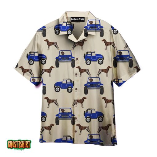 German Shorthaired Blue Car And Dog Pattern Aloha Hawaiian Shirt