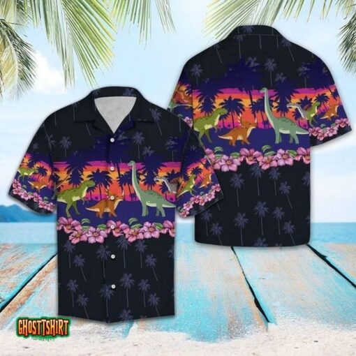 Get Now Dinasour Tropical Fruits Black Aloha Aloha Hawaiian Shirt
