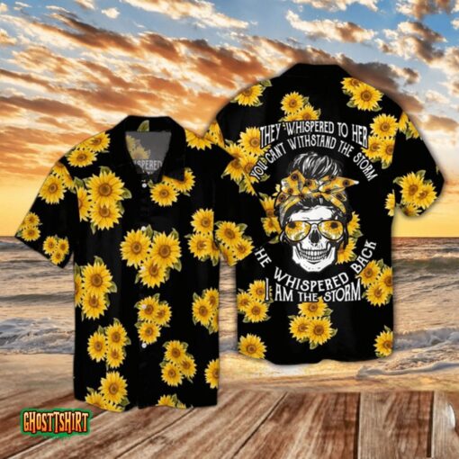 Gift For Mother Sunflower Mom Skull The Storm Aloha Hawaiian Shirt