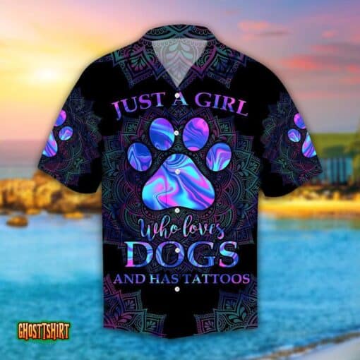 Girl Loves Dog Purple Aloha Hawaiian Shirt