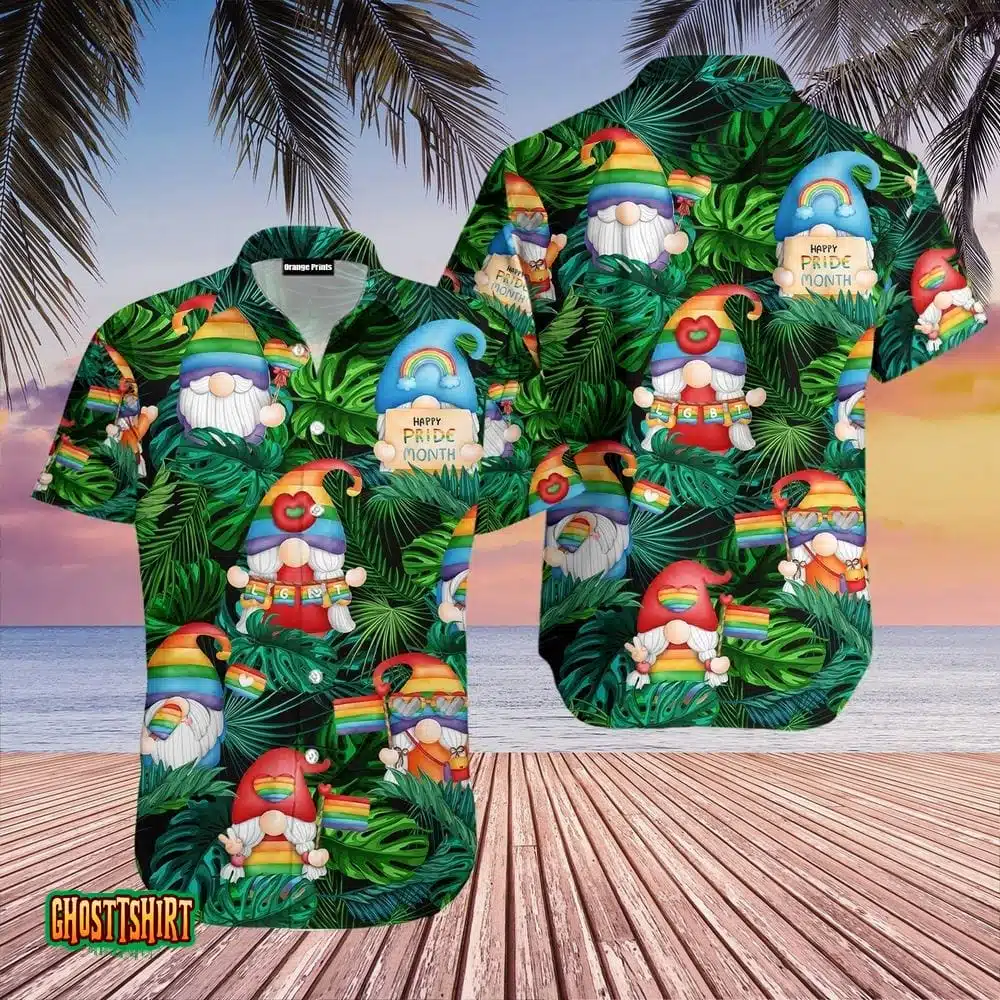 Gnomes LGBT Rainbow Friend Lovers Love Is Pride Aloha Hawaiian Shirt