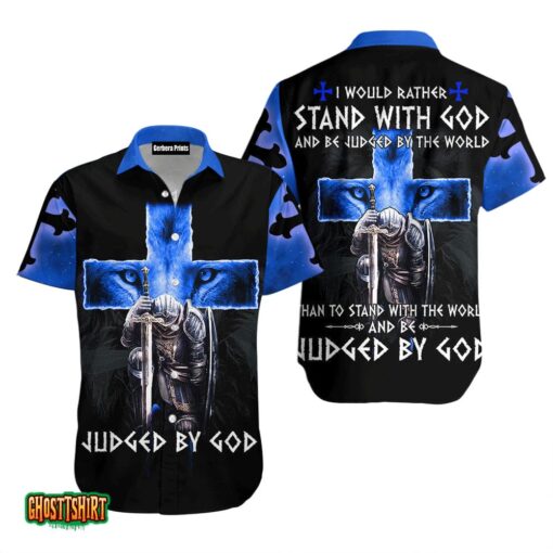 God Jesus Blue Lion Cross Aloha Hawaiian Shirt