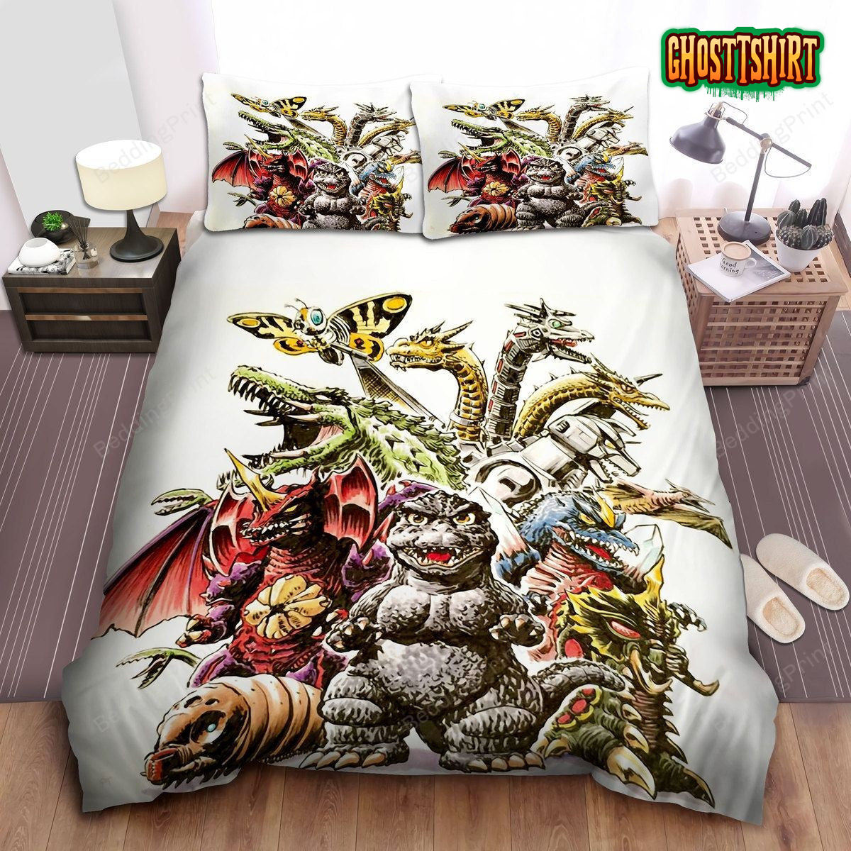 Godzilla And The Kaiju Drawing Bed Sheets Duvet Cover Bedding Set