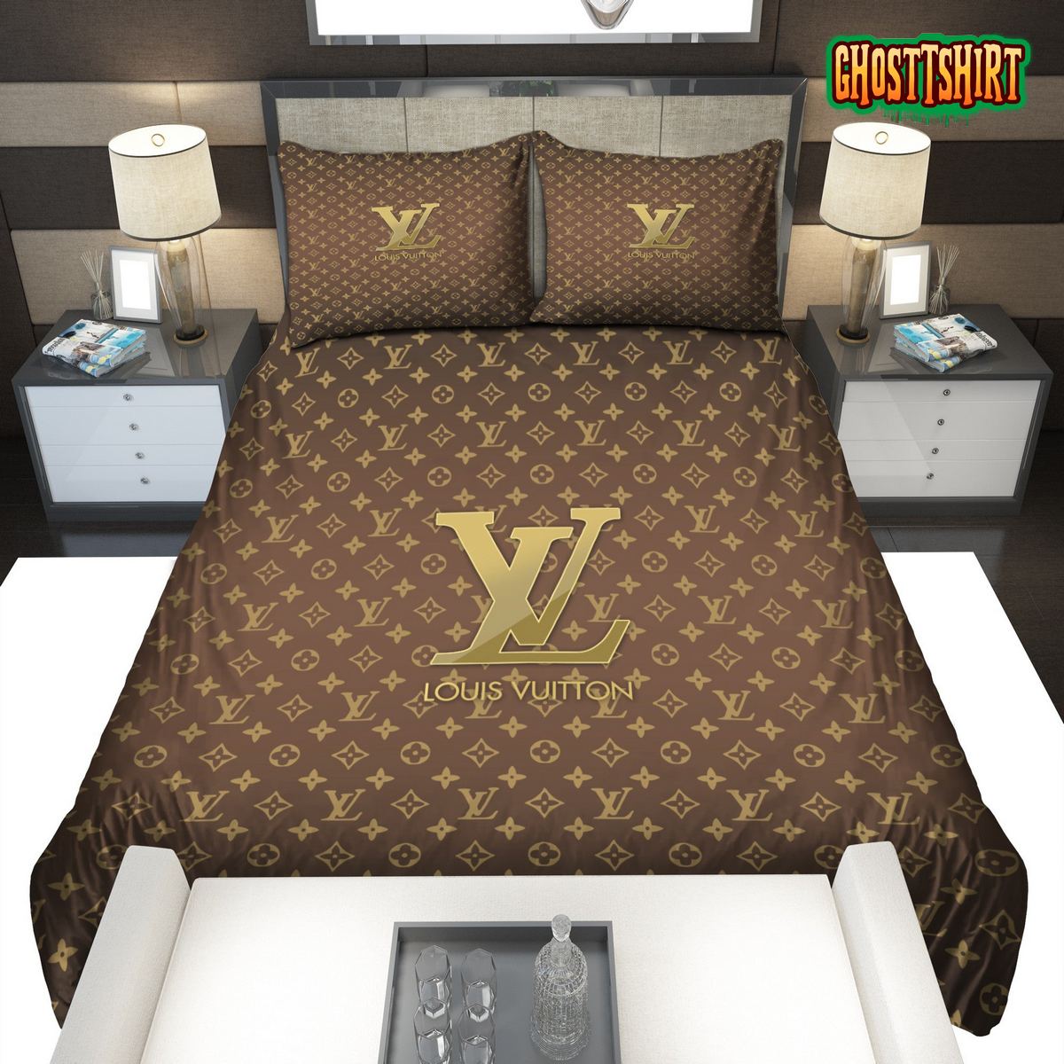 Cheap Brown Louis Vuitton Bedding Set , Louis Vuitton Bedroom Set