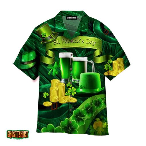 Green Beer Shamrock Day Green Aloha Hawaiian Shirt