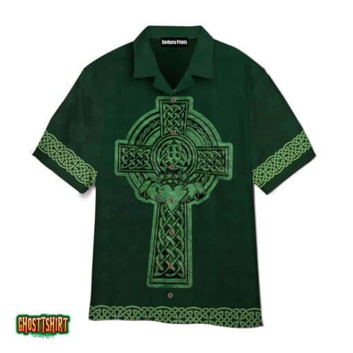 Green Cross Irish St Patrick Day Aloha Hawaiian Shirt