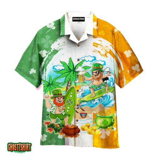 Green Irish Leprechaun Surfer St Patricks Day Aloha Hawaiian Shirt