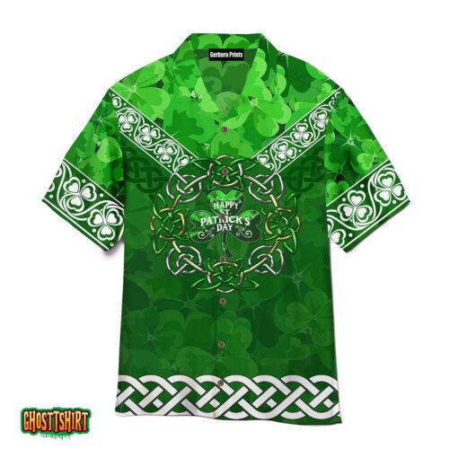 Green Lucky Clover Irish Shamrock St Patrick Day Aloha Hawaiian Shirt