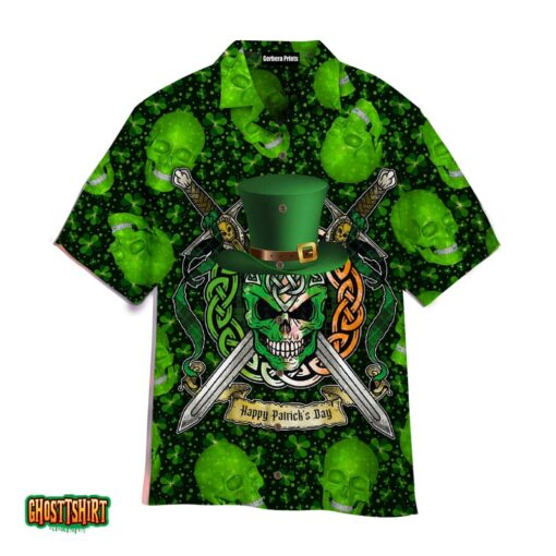Green Skull Saint Patricks Day Aloha Hawaiian Shirt