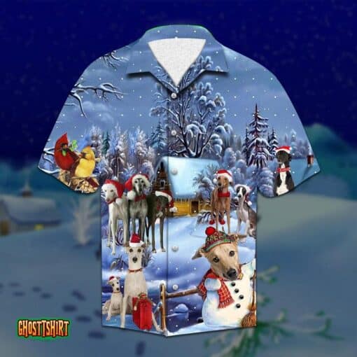 Greyhound Christmas Snow White Aloha Hawaiian Shirt