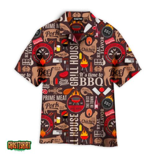 Grill And Barbecue National BBQ Day Red Pattern Aloha Hawaiian Shirt