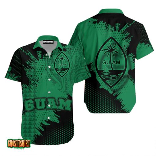 Guam Coat Of Arms Green Cool Aloha Hawaiian Shirt
