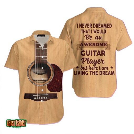 Guitar Player Living Dream Light Brown Aloha Hawaiian Shirt