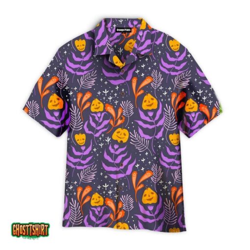 Halloween Pumkins Tropical Pattern Aloha Hawaiian Shirt