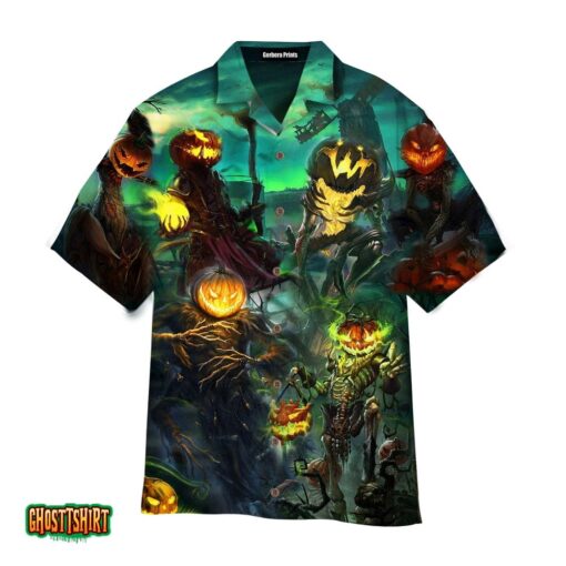 Halloween Pumpkin King Green Aloha Hawaiian Shirt