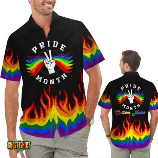 Hand Rainbow LGBT Flag Tropical Floral Aloha Hawaiian Shirt