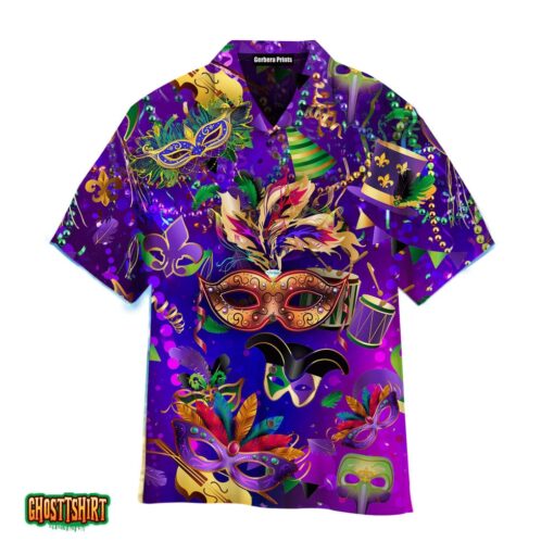 Happy Mardi Gras Purple Aloha Hawaiian Shirt