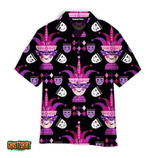Happy Mardi Gras Purple Pattern Violet And Black Aloha Hawaiian Shirt