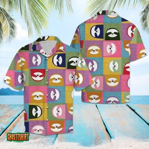 Happy Sloth Colourful Aloha Hawaiian Shirt