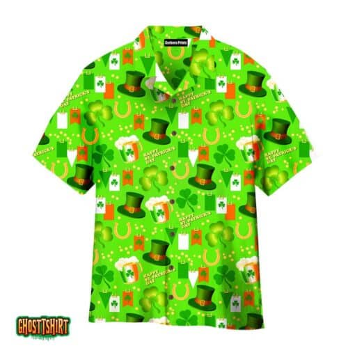 Happy St Patricks Day Pattern Green Aloha Hawaiian Shirt