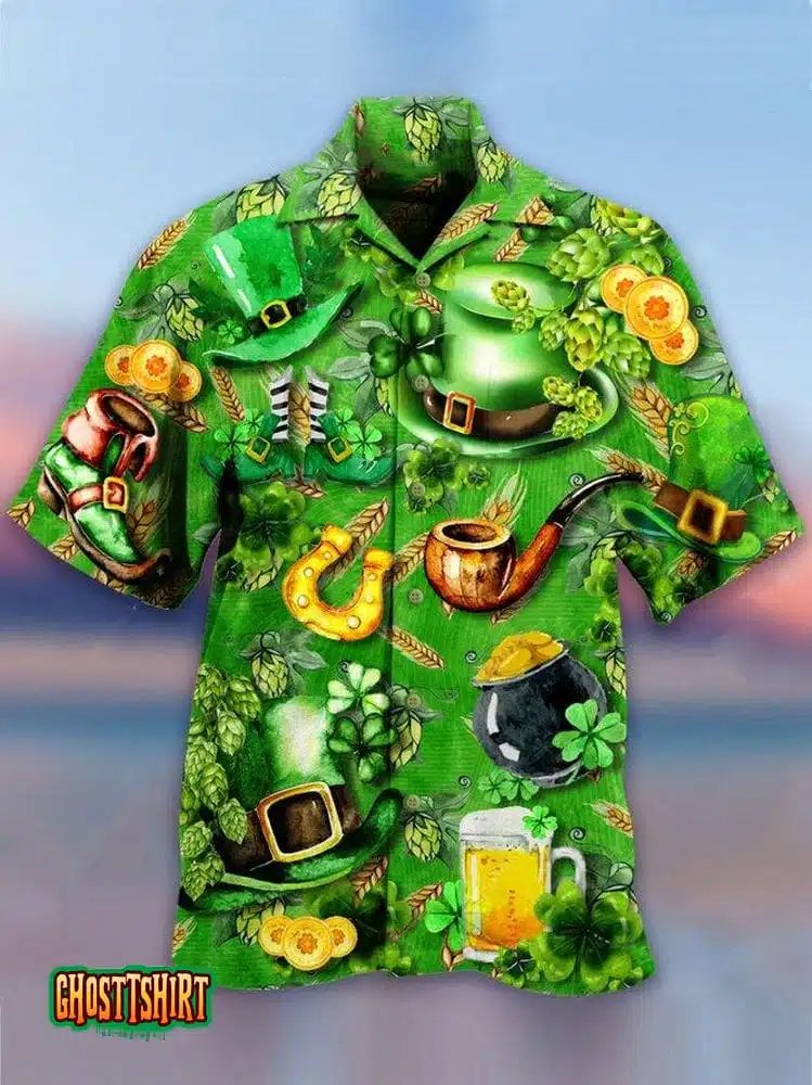 Happy St.Patrick's Day Green Aloha Hawaiian Shirt Happy St.Patrick's Day Green Aloha Hawaiian Shirt