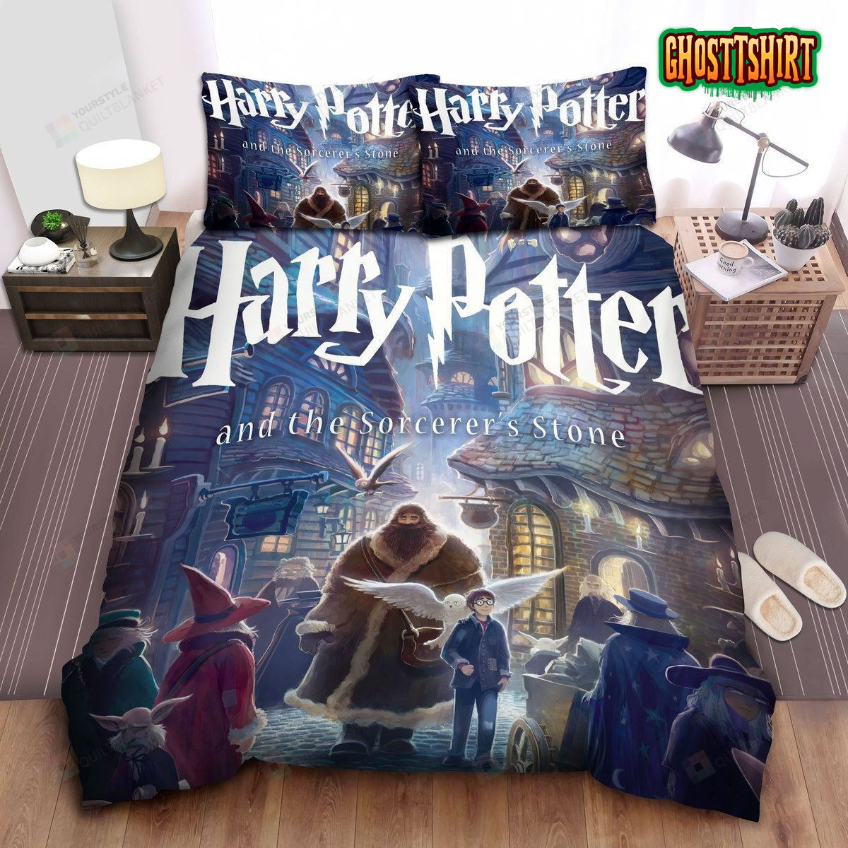 Harry Potter & Hagrid In Diagon Alley Illustration Bed Sheets Duvet ...