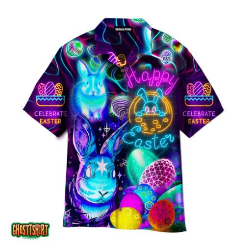 Have An Egg Easter Glowing Neon Bunny Aloha Hawaiian Shirt