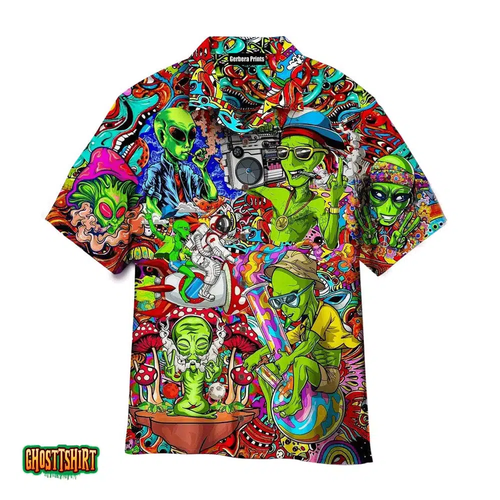 Hippie Alien Peace Life All Over Pattern Trending Hawaii Shirt