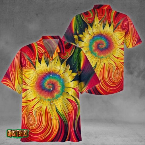 Hippie Beach Sunflower Rainbow Aloha Hawaiian Shirt