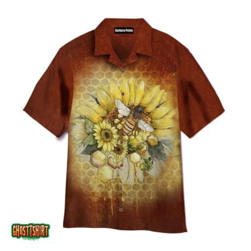 Hippie Bee With Sunflower Aloha Hawaiian Shirt