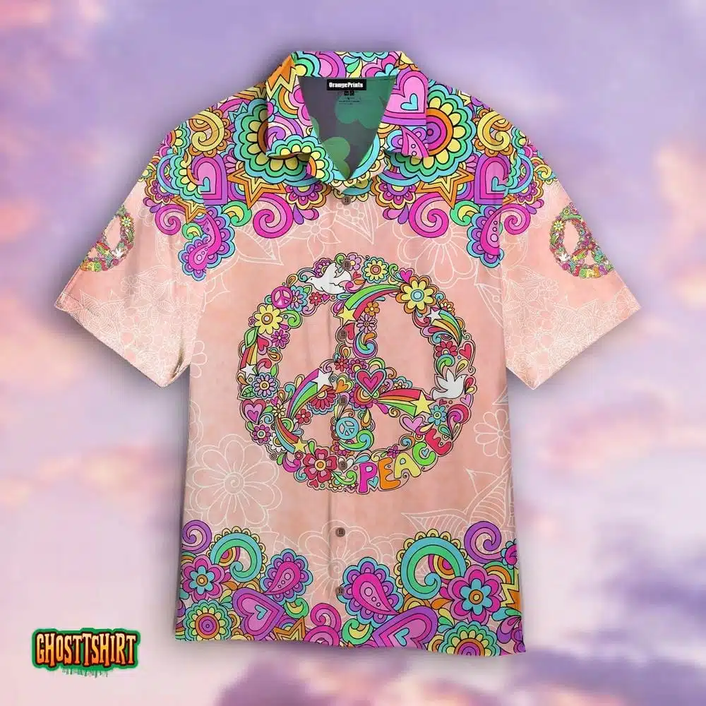 Hippie Boho Floral Aloha Hawaiian Shirt
